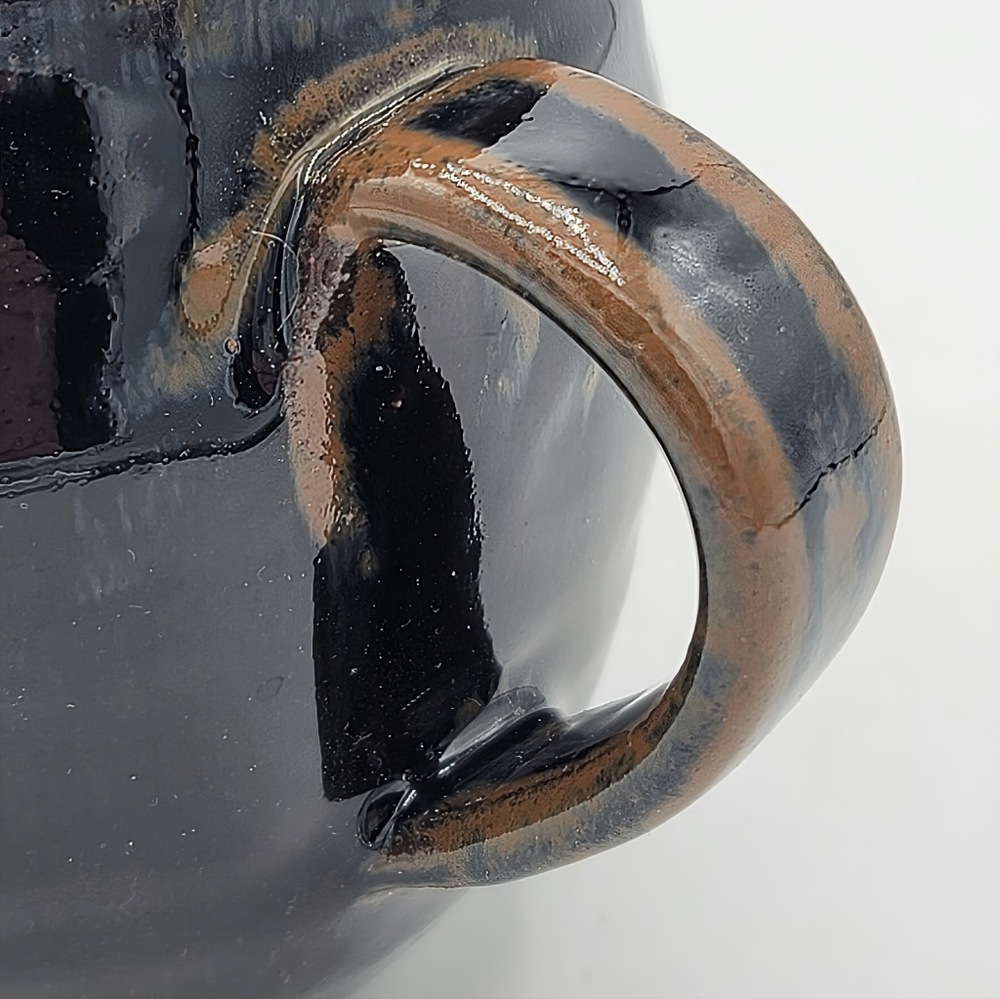 Hand Thrown Studio Pottery Mug Signed RH 1991 Stoneware Dark Glaze Handmade Vtg - Picture 5 of 8
